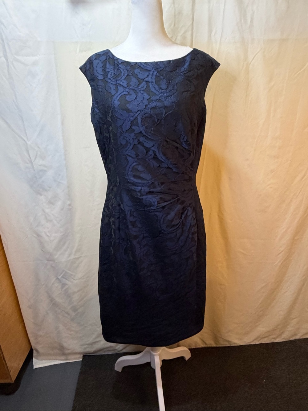 Lauren Ralph Lauren Elegant Navy Black Floral Pencil Dress